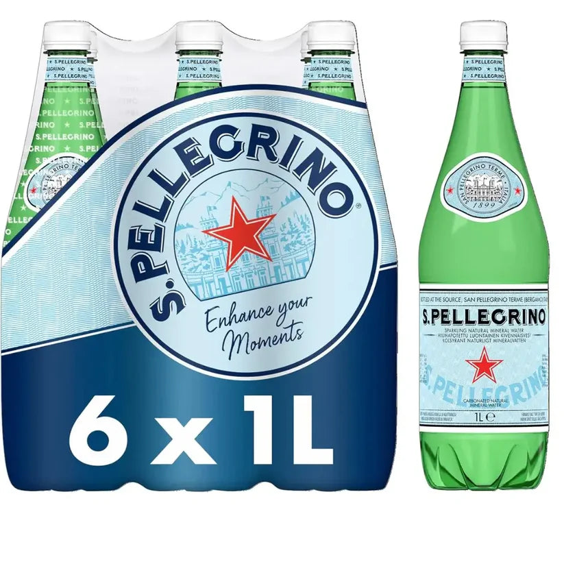 San Pellegrino Sparkling Natural Mineral Water Plastic Bottles - (6x1L)