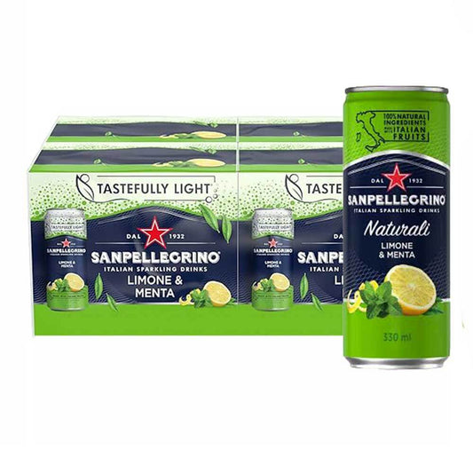 San Pellegrino Limone E Menta Sparkling Juice Cans - (24x330ml)