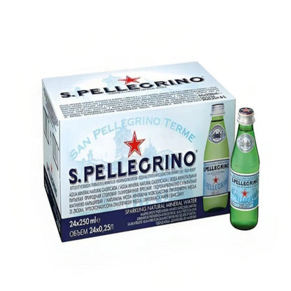 San Pellegrino Sparkling Natural Mineral Water Glass Bottles - (24x250ml)