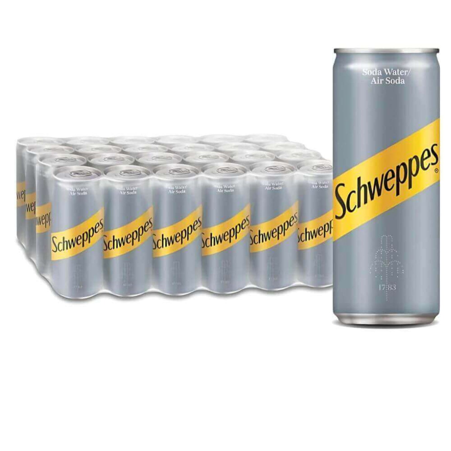 Schweppes Soda Water Carbonated Soft Drink Cans - (24x300ml)
