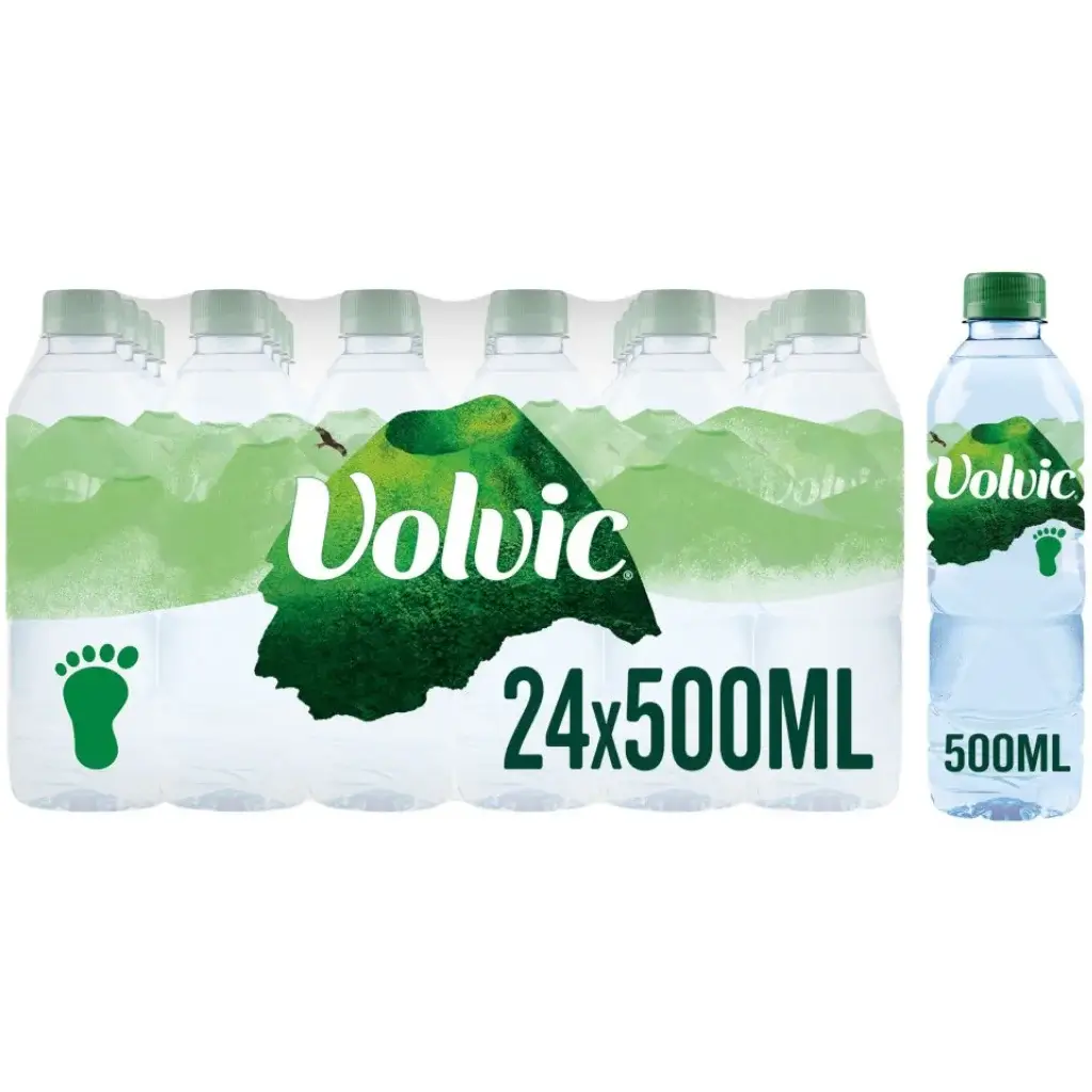 Volvic Natural Mineral Water Plastic Bottles - (24x500ml)