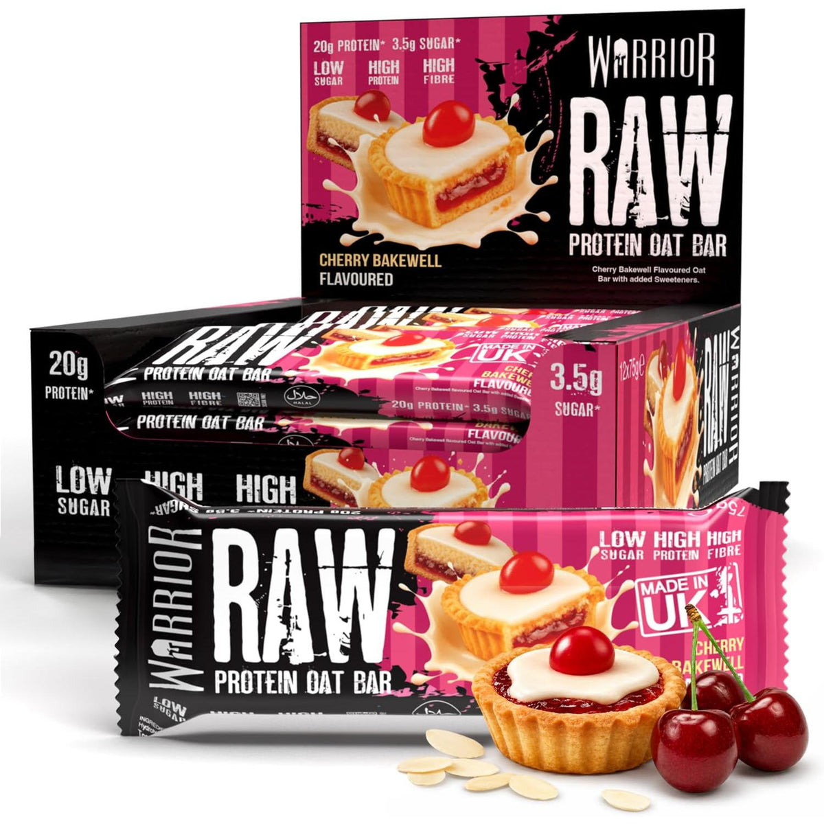 Warrior Raw Protein Flapjack Cherry Bakewell - (12x75g)