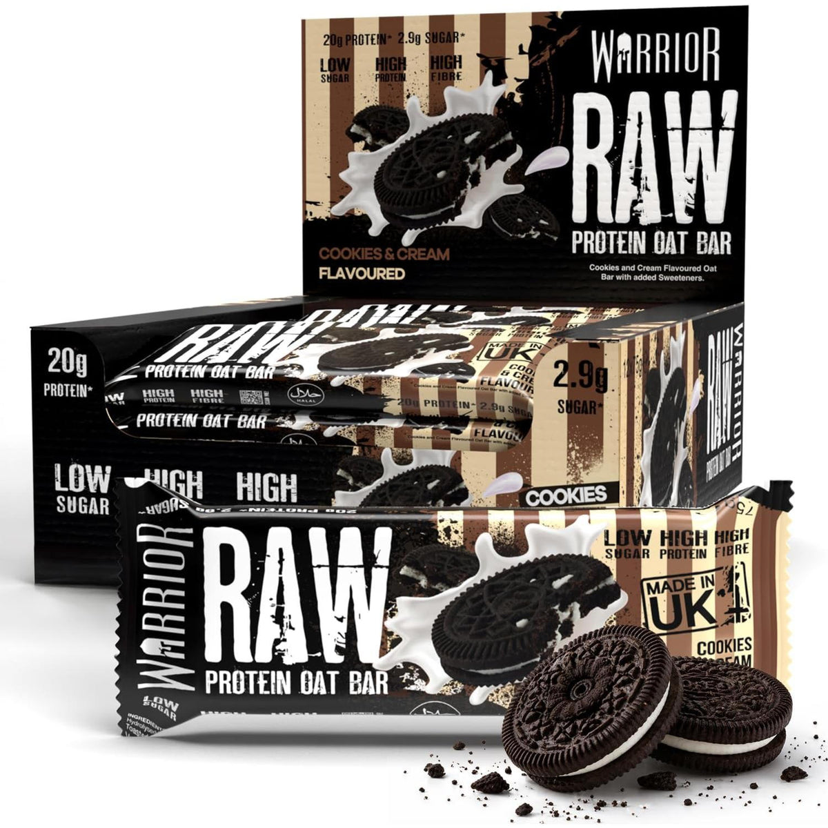 Warrior Raw Protein Flapjack Cookies & Cream - (12x75g)