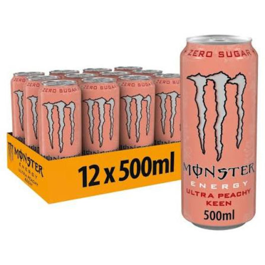 Monster Ultra Peachy Energy Drink Cans - (12x500ml)