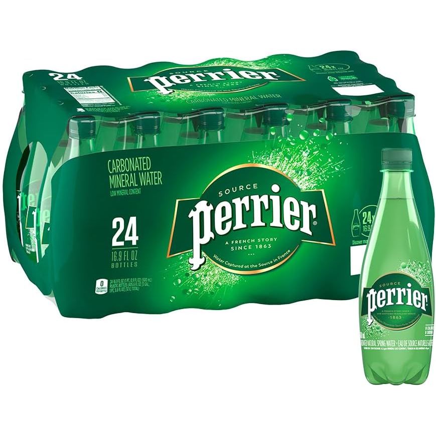 Perrier Natural Sparkling Mineral Water Plastic Bottles - (24x500ml)