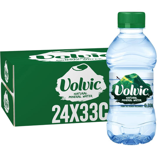 Volvic Natural Mineral Water Plastic Bottles - (24x330ml)