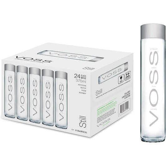 Voss Natural Mineral Water Glass Bottles - (24x375ml)